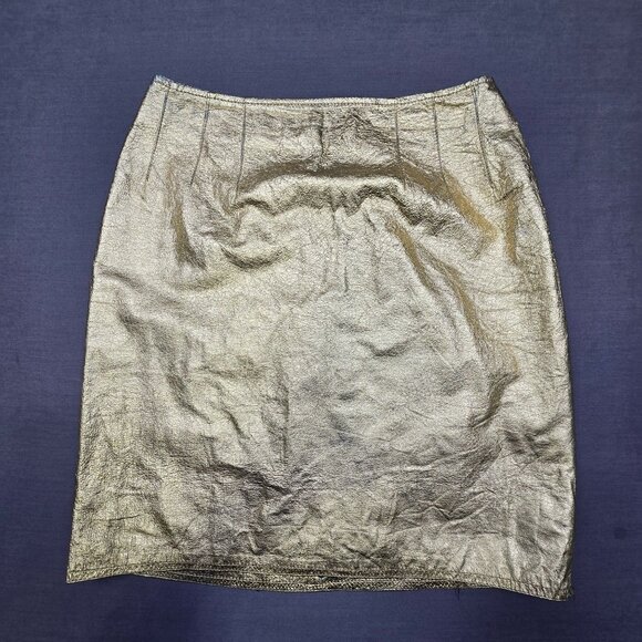 Melanzona Dresses & Skirts - Melanzona Size 6 Metallic Gold Leather Pencil Skirt Vintage Bergdorf Goodman